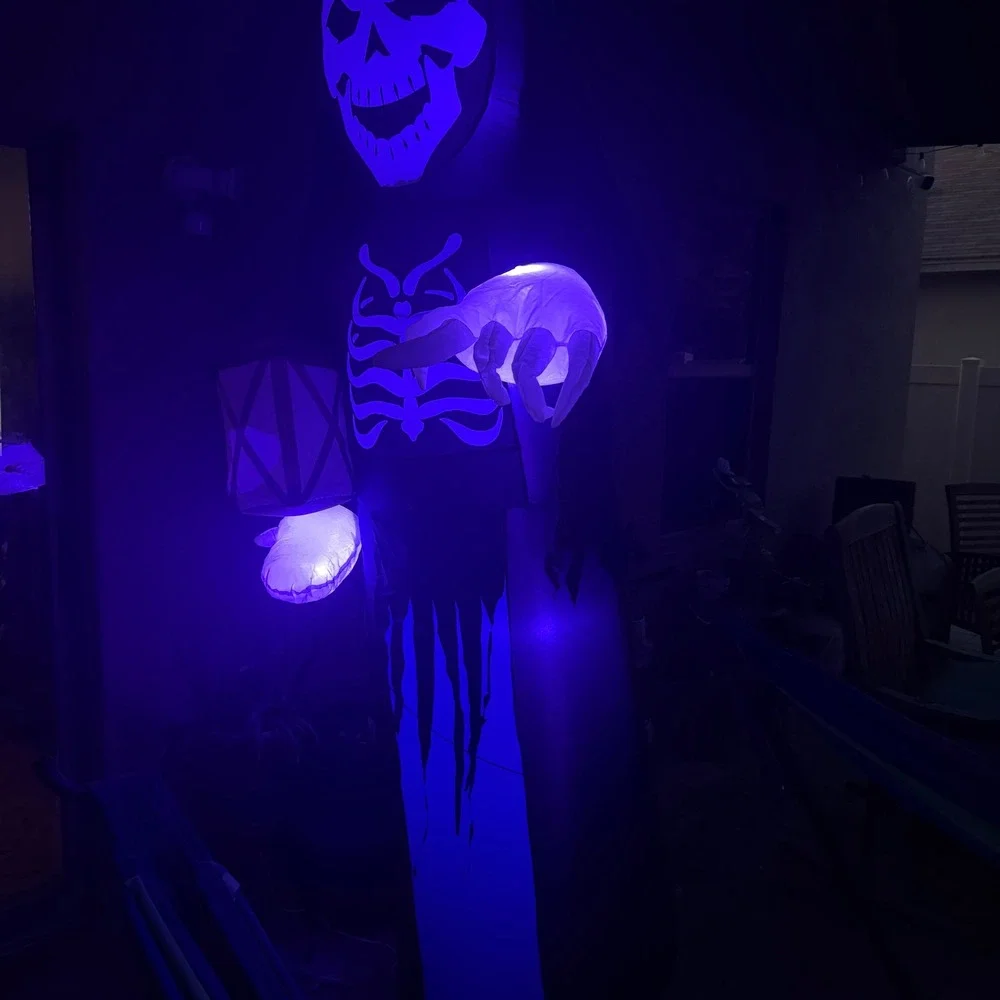 Gemmy Airblown Inflatable 8ft Black Skeletal Reaper ShortCircuit LED
